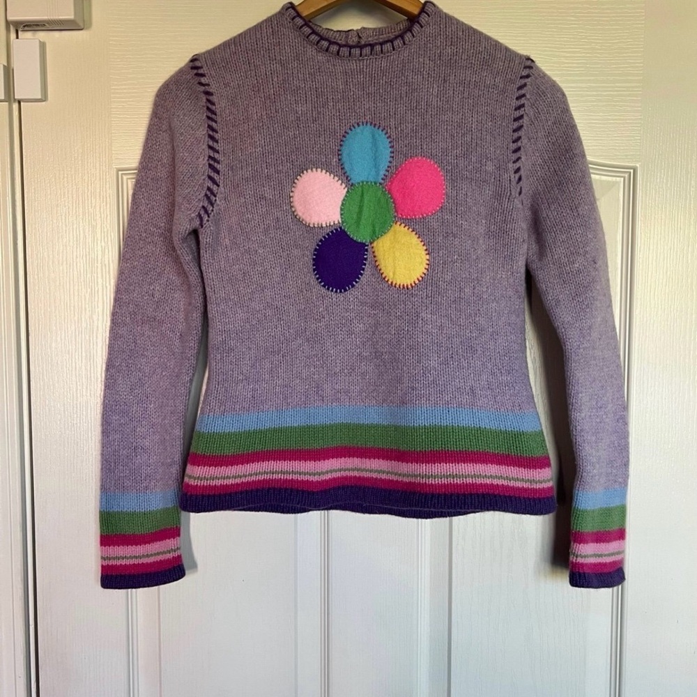Lavender Floral Patch Knit Sweater Mini Boden sweater